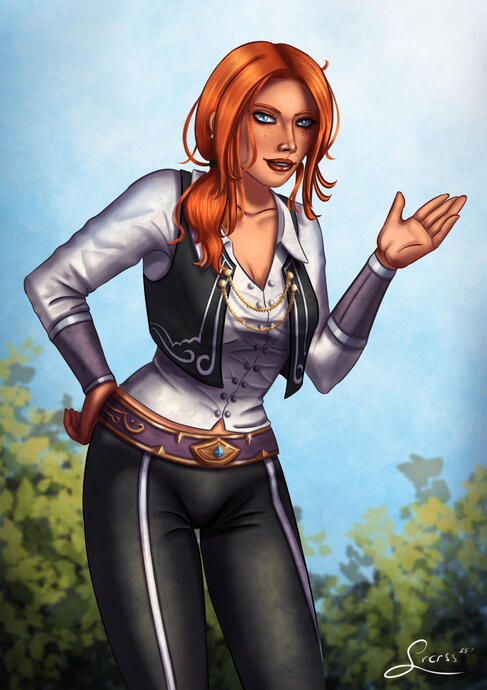 Portrait commission painting of a gilnean soldier.