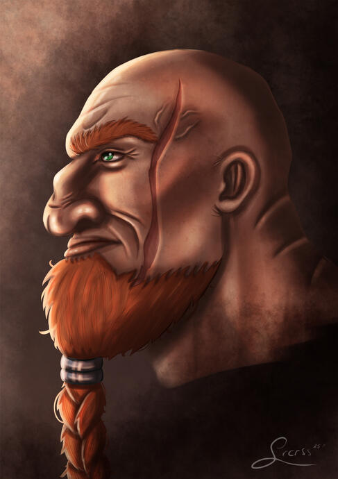 Portrait art of a smiling woman.