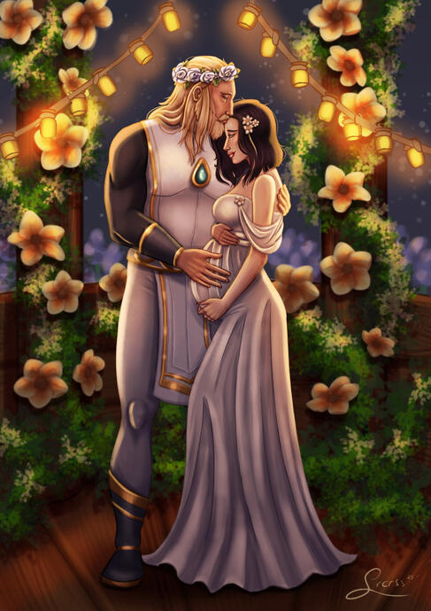 Illustration of a world of warcraft wedding scene in Boralus.
