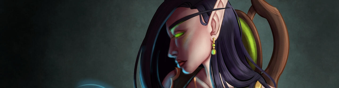 Portrait drawing of a pondering blood elf.